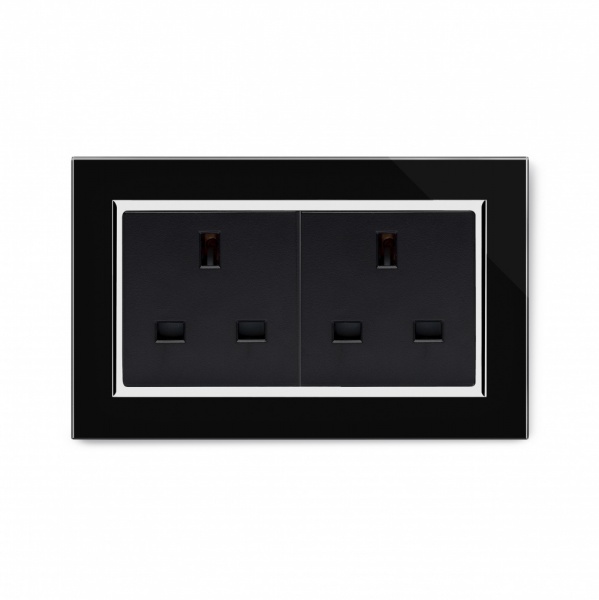 Crystal CT 13A Double Plug Unswitched Socket Black